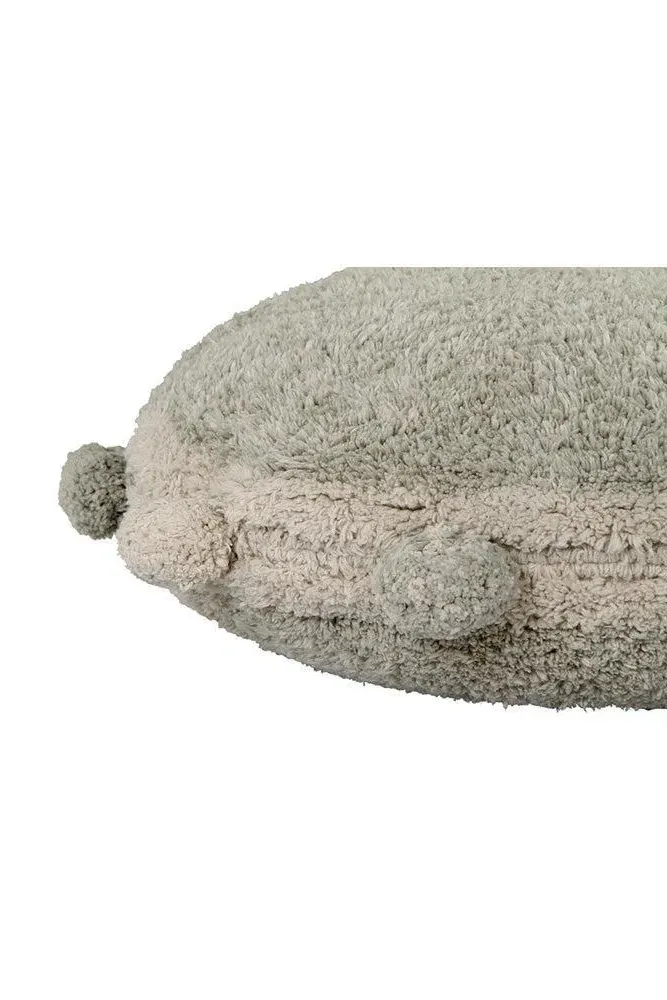 Bubbly Round Floor Cushion with Pompoms - Olive