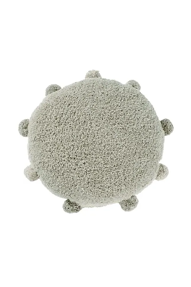 Bubbly Round Floor Cushion with Pompoms - Olive