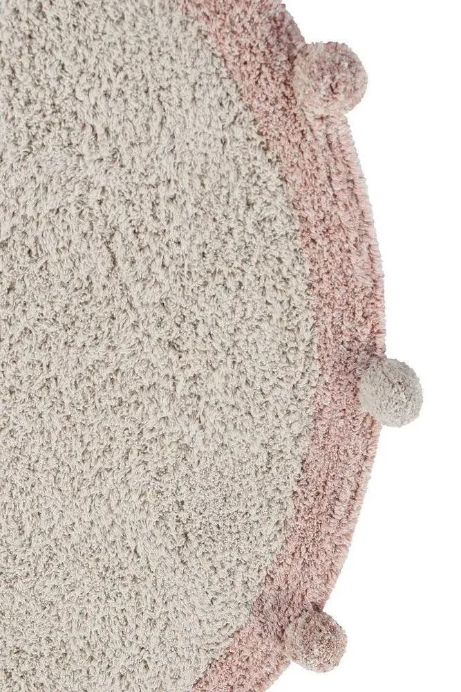 Bubbly Round Rug with Pompoms - Nude