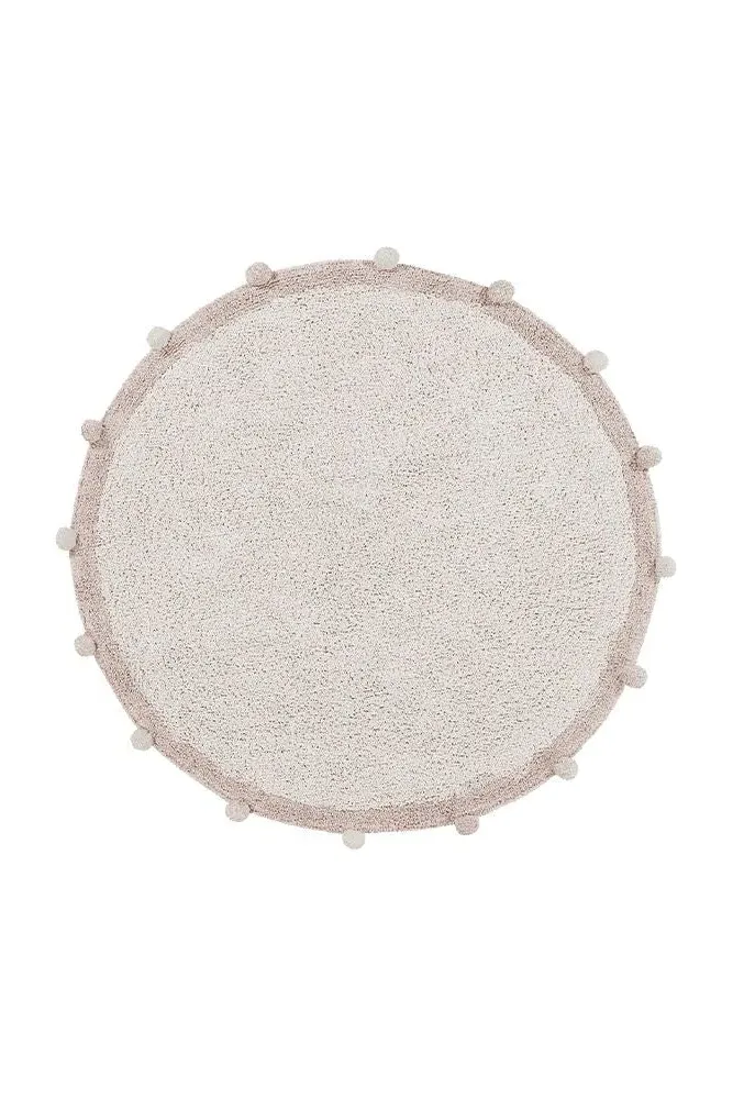Bubbly Round Rug with Pompoms - Nude