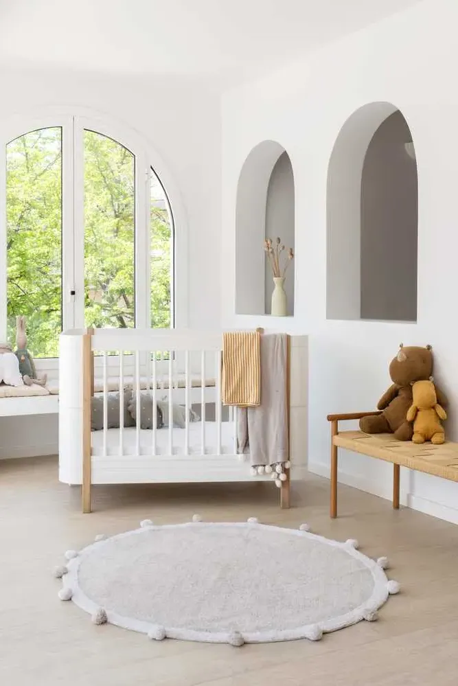 Bubbly Round Washable Rug - Light Grey, Cotton