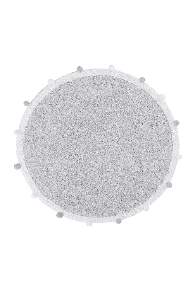 Bubbly Round Washable Rug - Light Grey, Cotton image