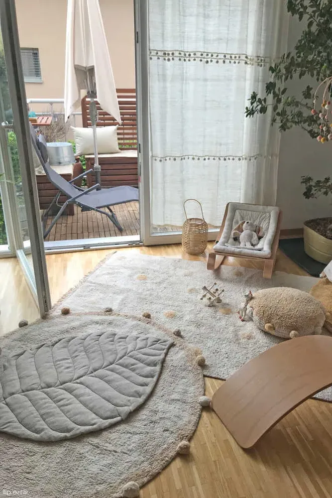 Bubbly Round Washable Rug - Natural, Cotton