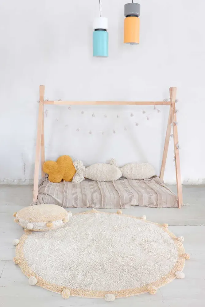 Bubbly Round Washable Rug - Natural, Cotton