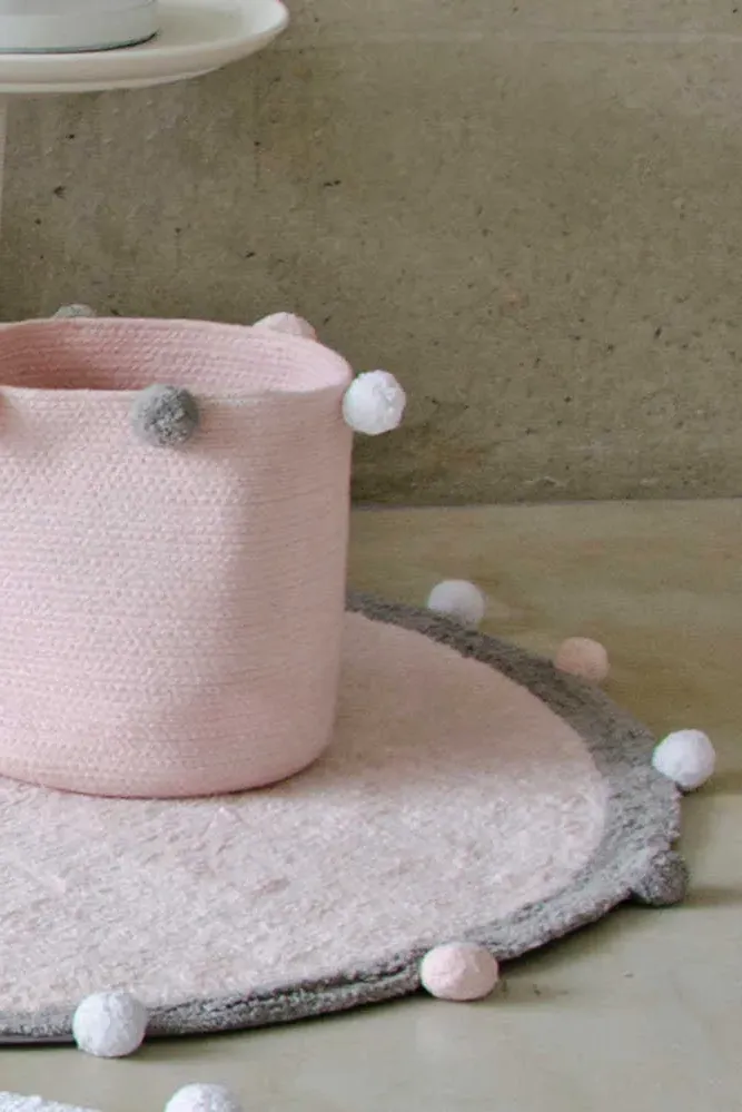 Bubbly Round Washable Rug - Soft Pink, Cotton