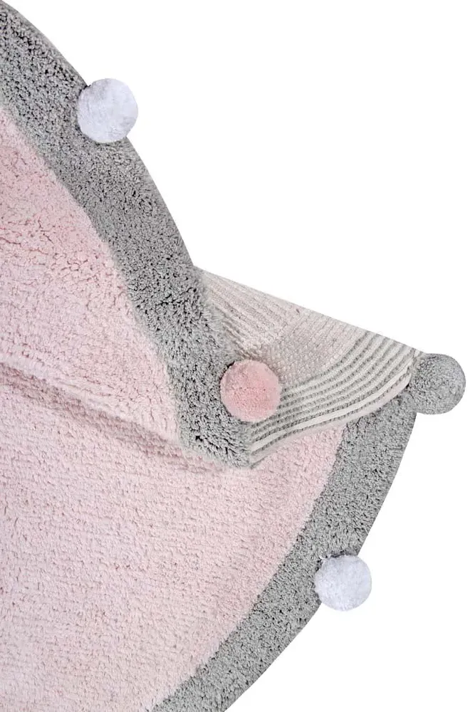 Bubbly Round Washable Rug - Soft Pink, Cotton