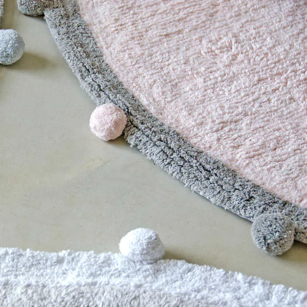 Bubbly Round Washable Rug - Soft Pink, Cotton