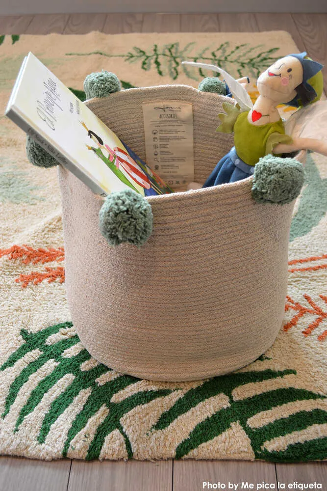 Bubbly Storage Basket - Green, Natural
