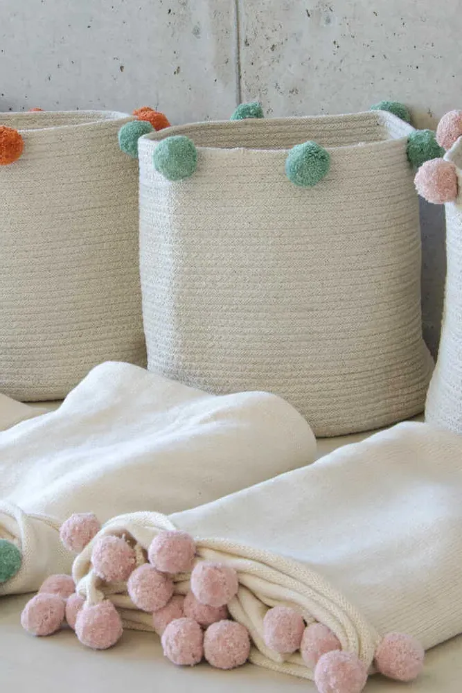 Bubbly Storage Basket - Green, Natural