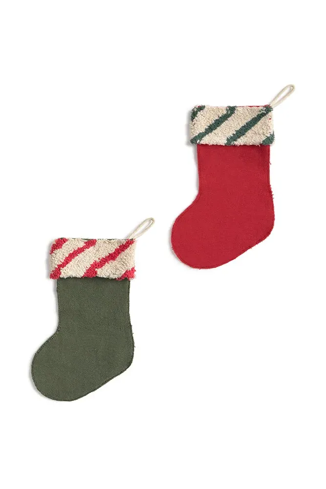 Christmas Stocking Set of 2 - Red, Cotton
