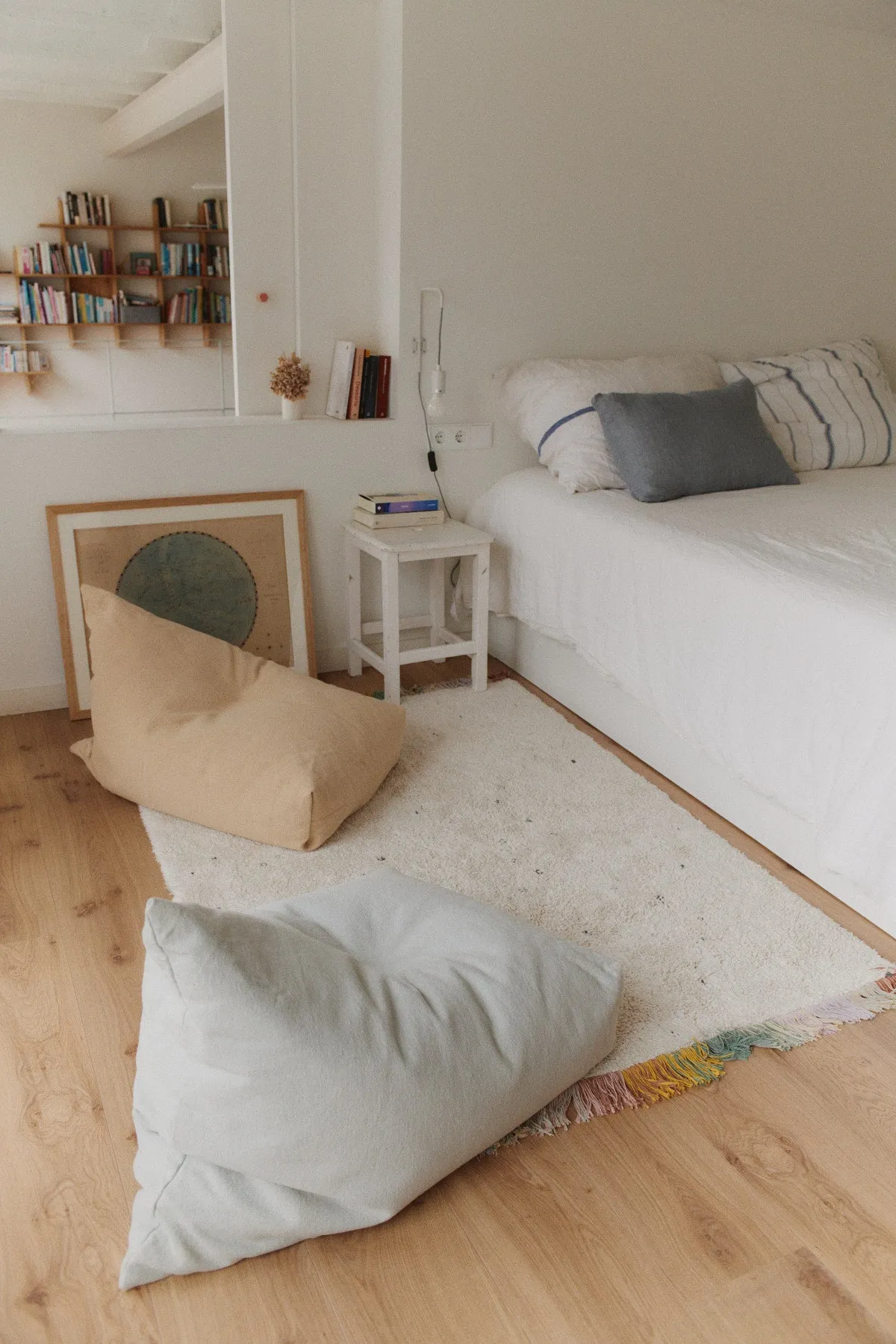 Cleo Small Bean Bag Pouf - Blue Sage, Cotton Canvas