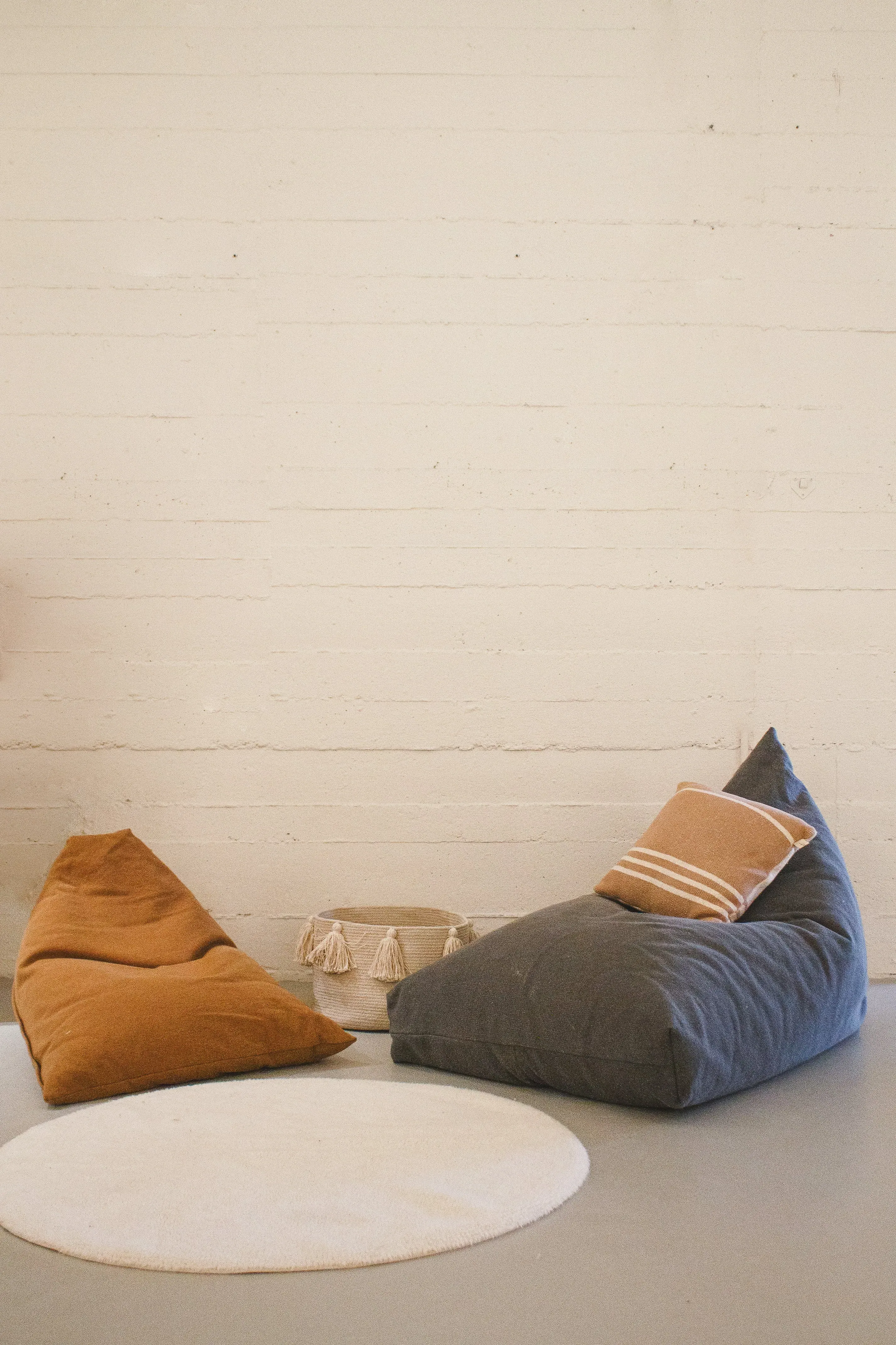 Cleo Small Bean Bag Pouf - Toffee, Cotton Canvas