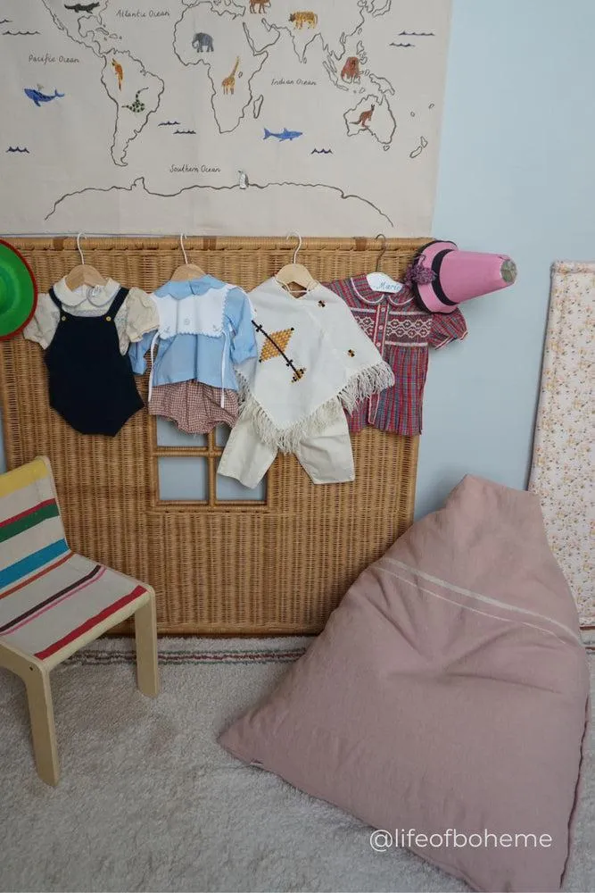 Cleo Small Bean Bag Pouf - Vintage Nude, Cotton Canvas