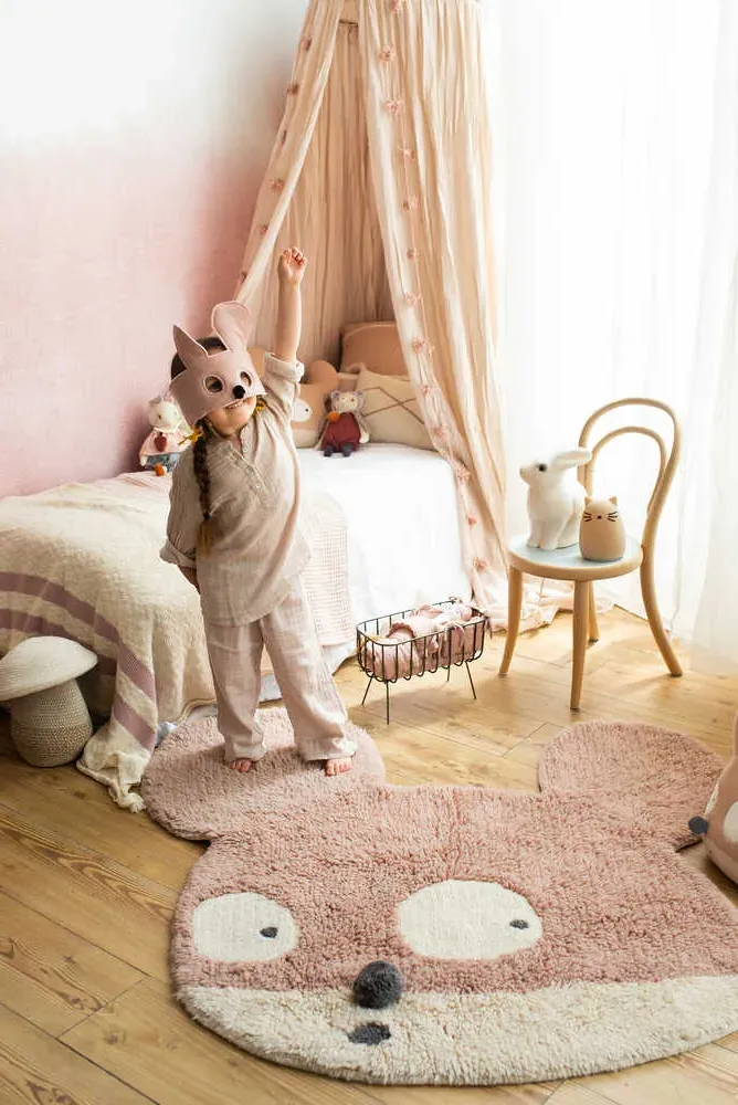 Edgar Plans Woolable Square Rug Miss Mighty Mouse - Multicolor, Wool