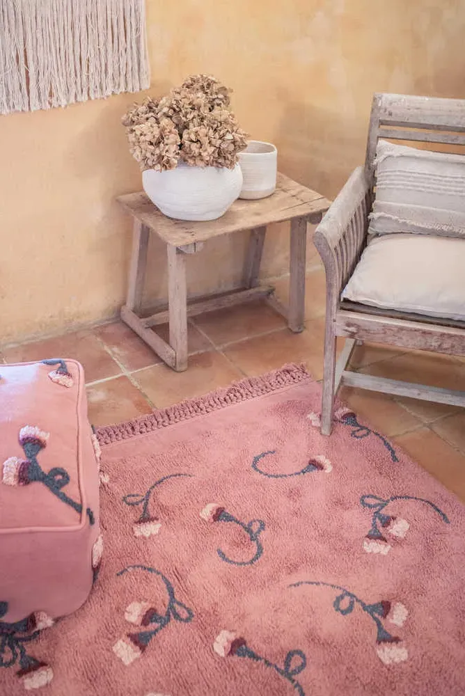 English Garden Rose Area Rug - Washable