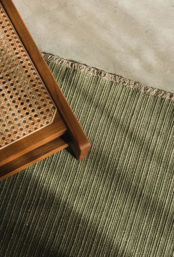 Handloom Area Rug - Kaki, Cotton