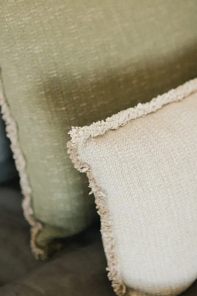 Handloom Rectangular Cushion - Beige, Cotton