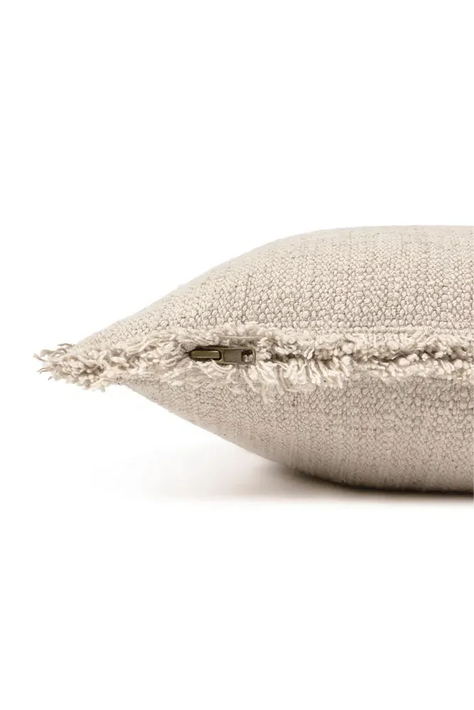 Handloom Rectangular Cushion - Beige, Cotton