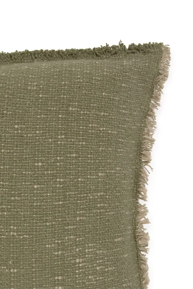 Handloom Rectangular Cushion - Kaki, Cotton