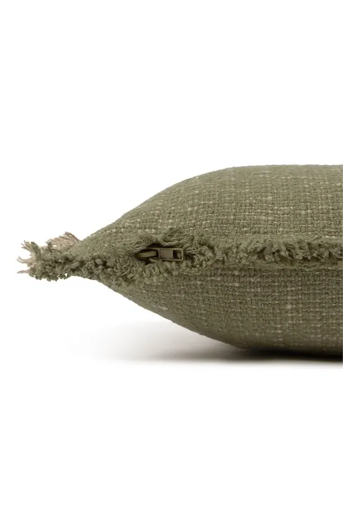 Handloom Rectangular Cushion - Kaki, Cotton