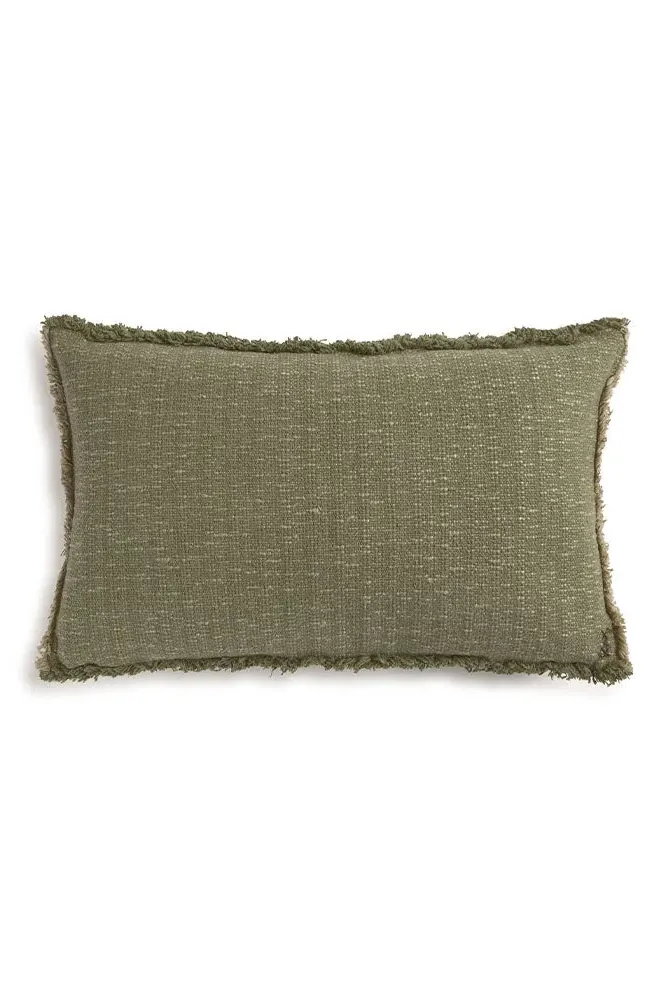 Handloom Rectangular Cushion - Kaki, Cotton