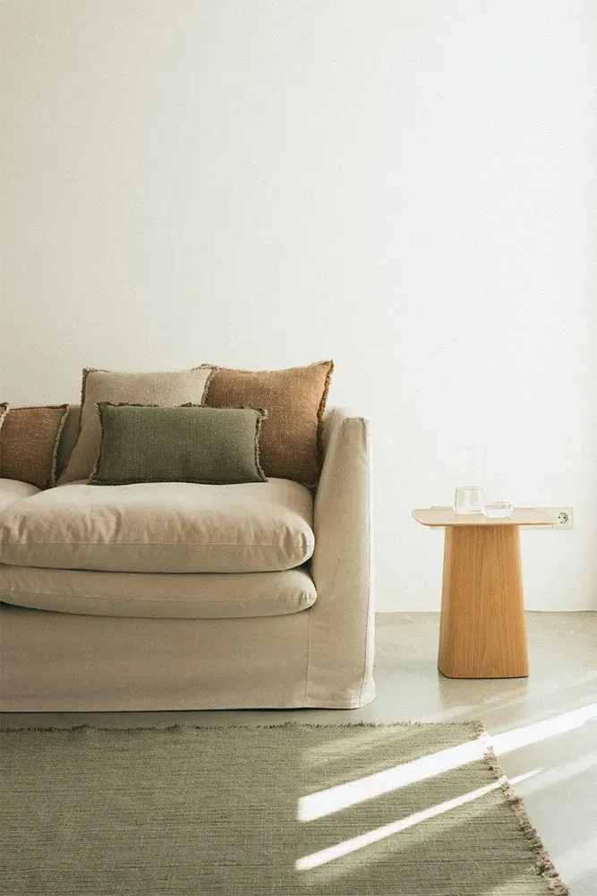 Handloom Square Cushion - Kaki, Cotton