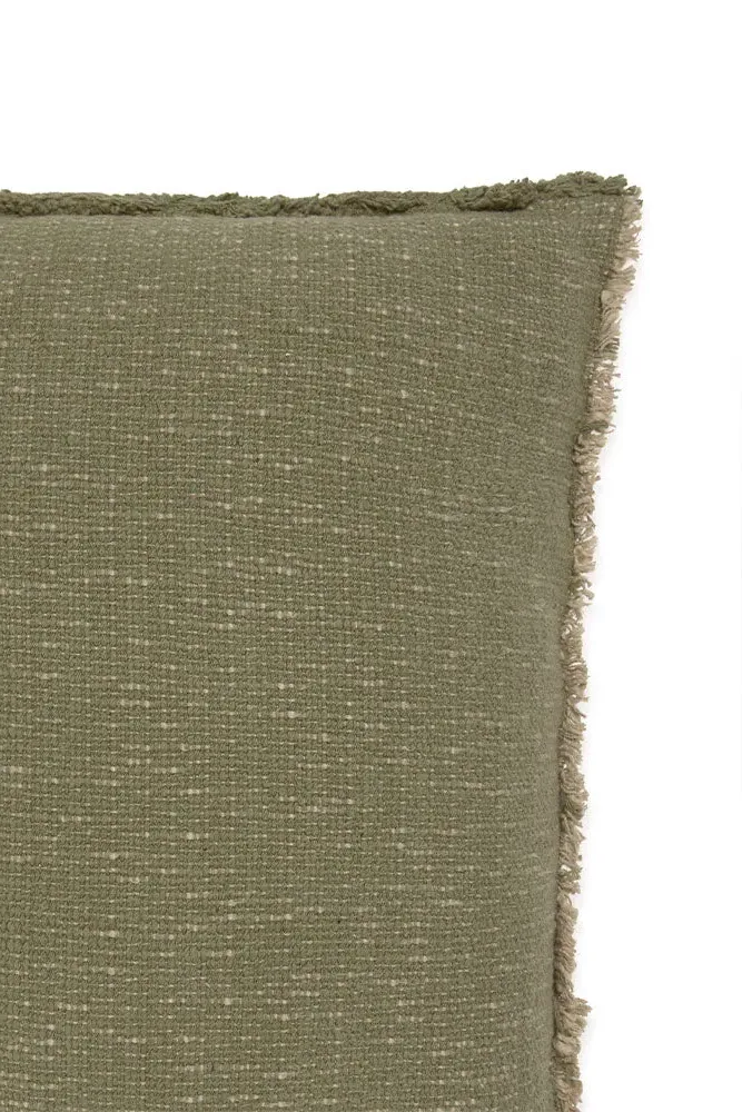 Handloom Square Cushion - Kaki, Cotton