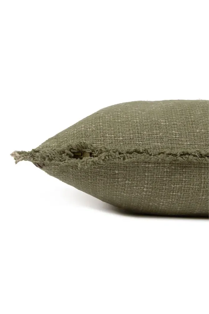 Handloom Square Cushion - Kaki, Cotton