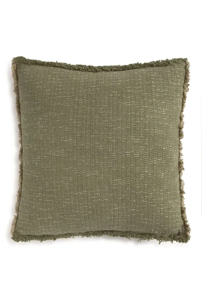 Handloom Square Cushion - Kaki, Cotton