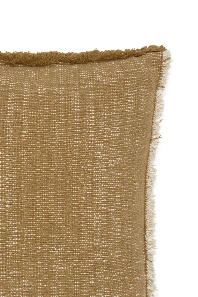 Handloom Square Cushion - Ochre, Cotton