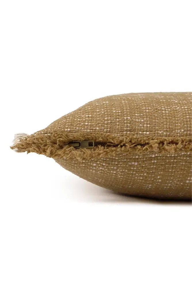 Handloom Square Cushion - Ochre, Cotton