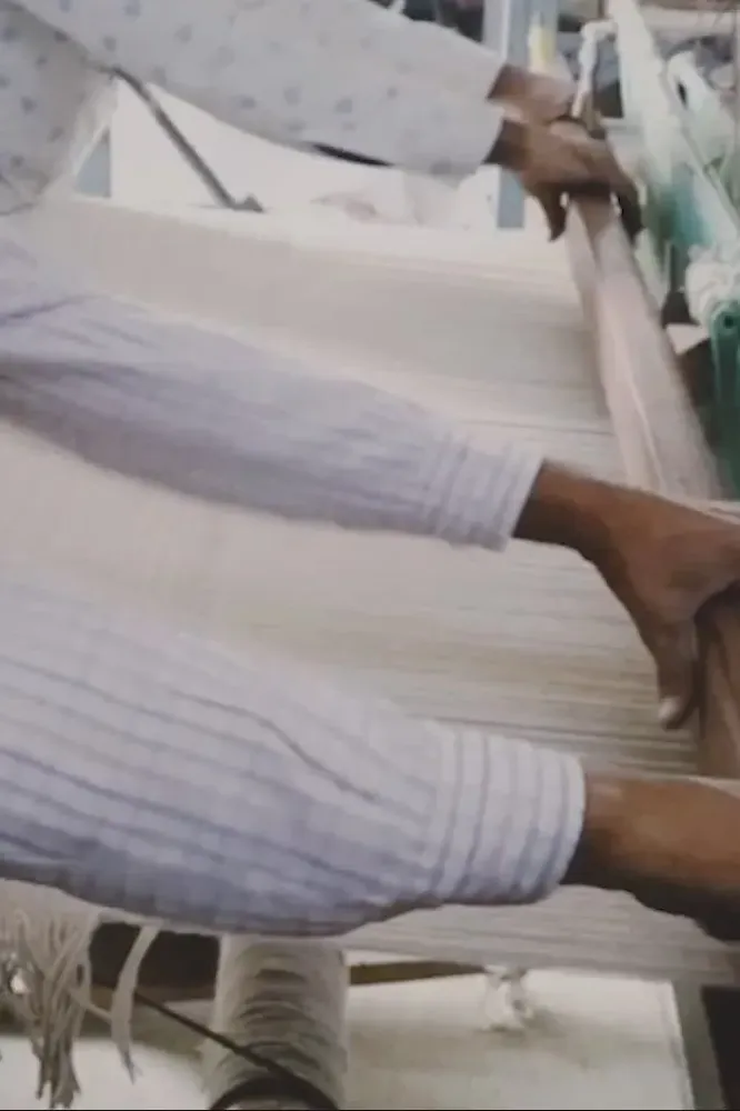 Handloom Square Puff - Ochre, Cotton