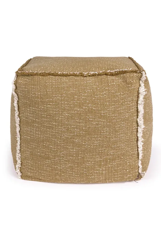 Handloom Square Puff - Ochre, Cotton