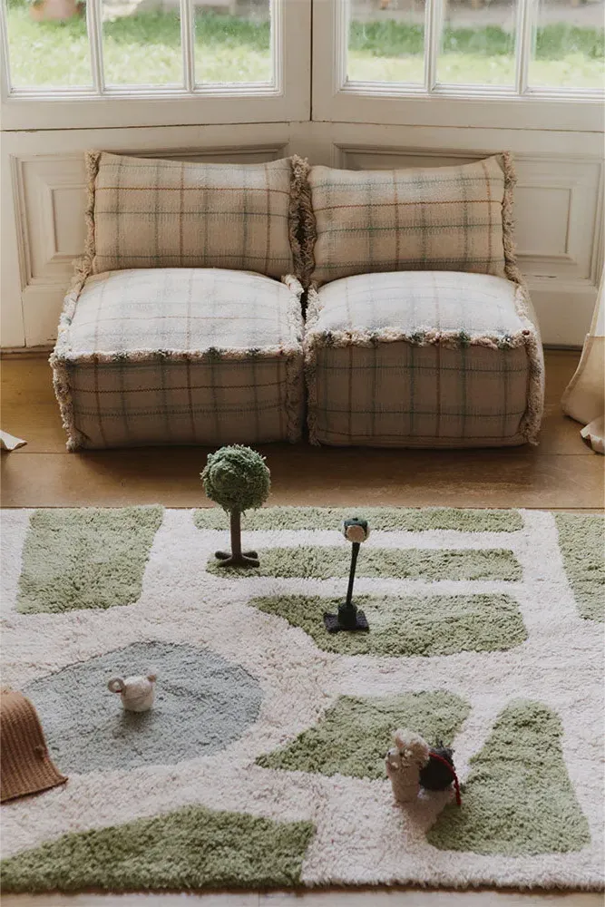 Handloom Tartan Puff - Blue Sage