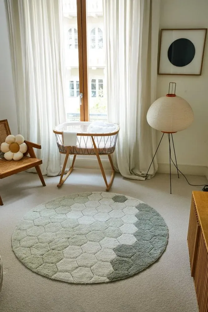 Honeycomb Round Rug - Blue Sage