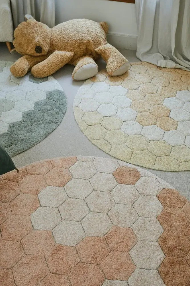 Honeycomb Round Rug - Golden