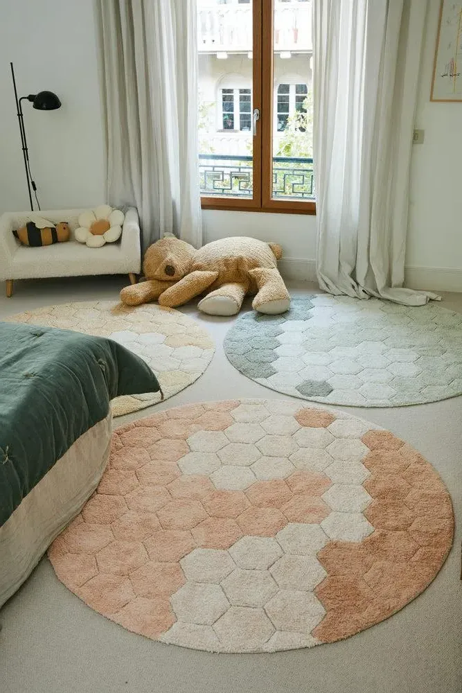 Honeycomb Round Rug - Rose