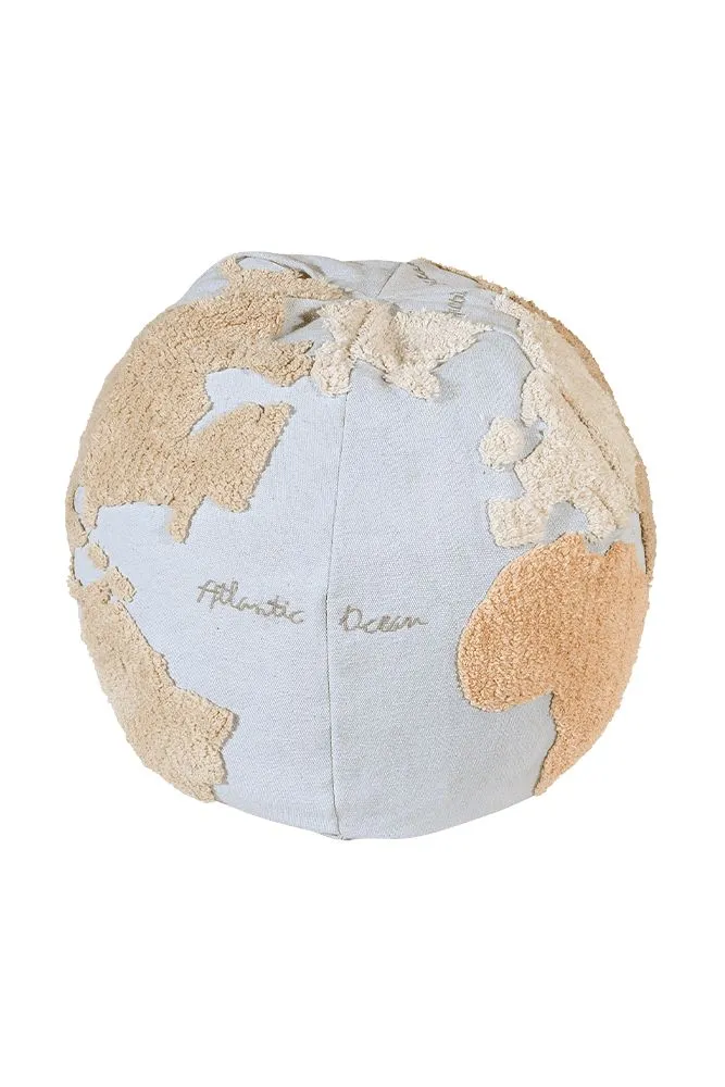 Kids World Map Round Pouf - Multicolor image