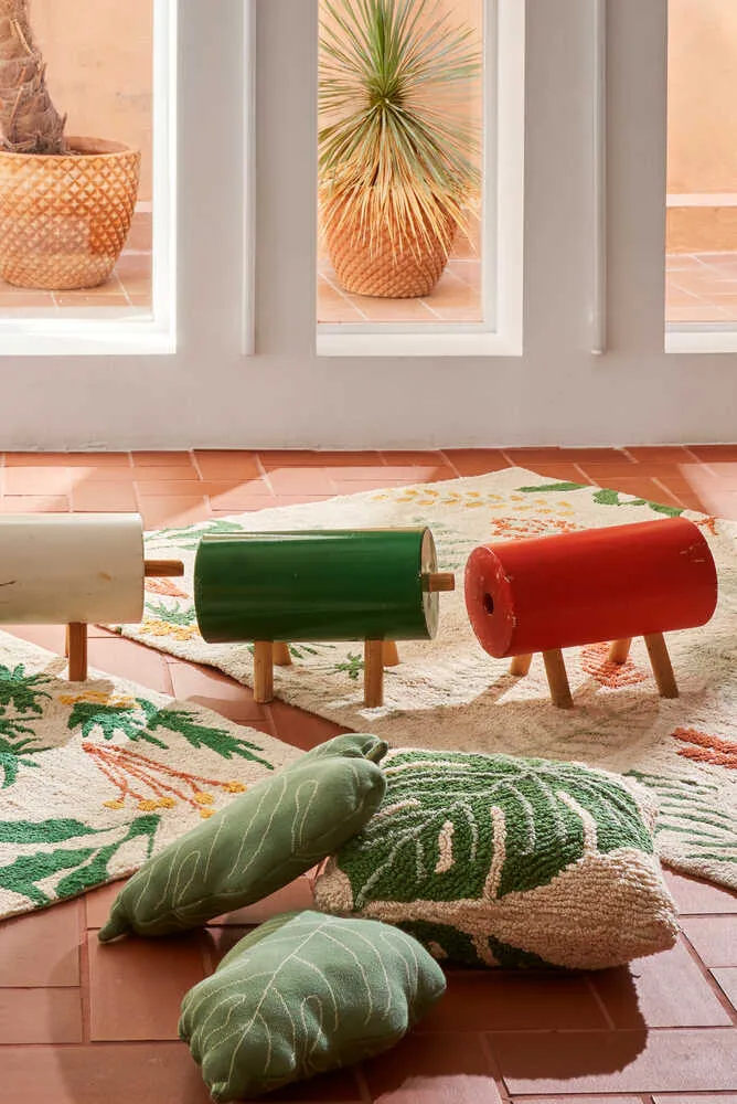 Knitted Baby Leaf Cushion - Green