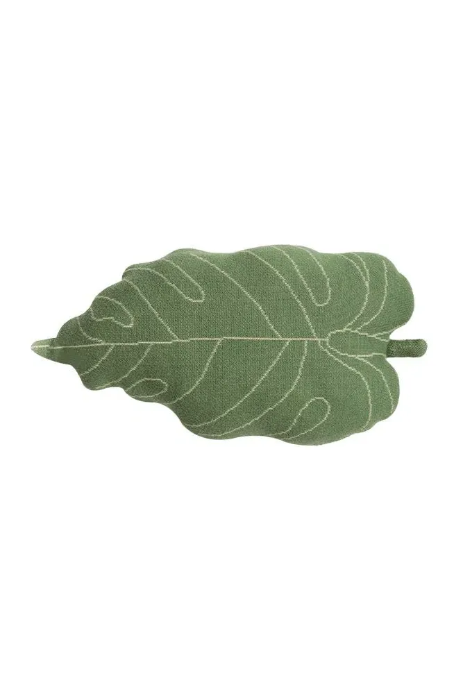 Knitted Baby Leaf Cushion - Green image