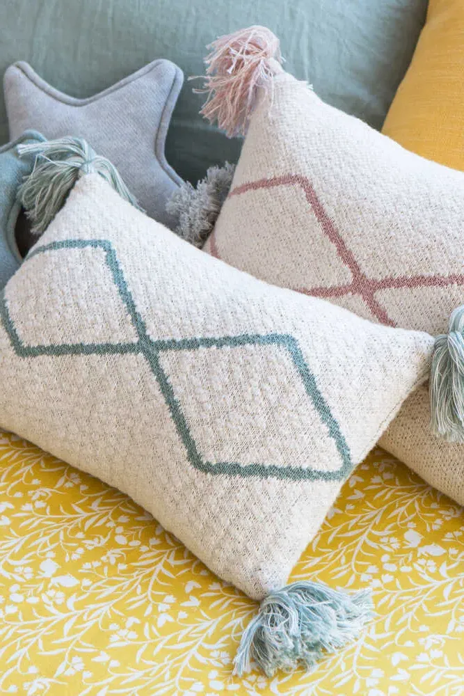 Little Oasis Knitted Cushion - Indus Blue