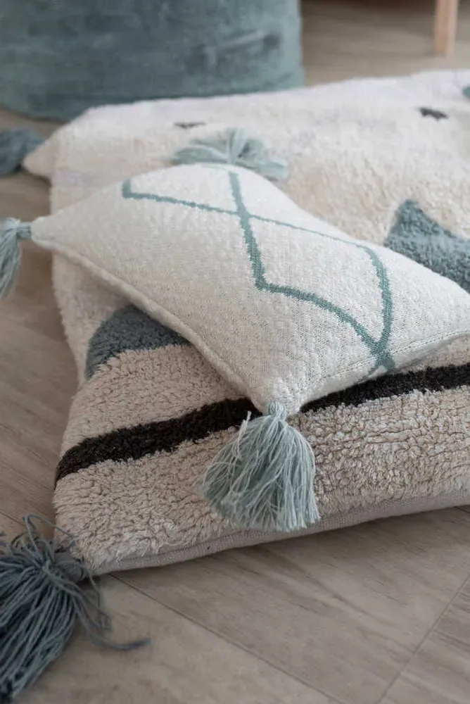 Little Oasis Knitted Cushion - Indus Blue