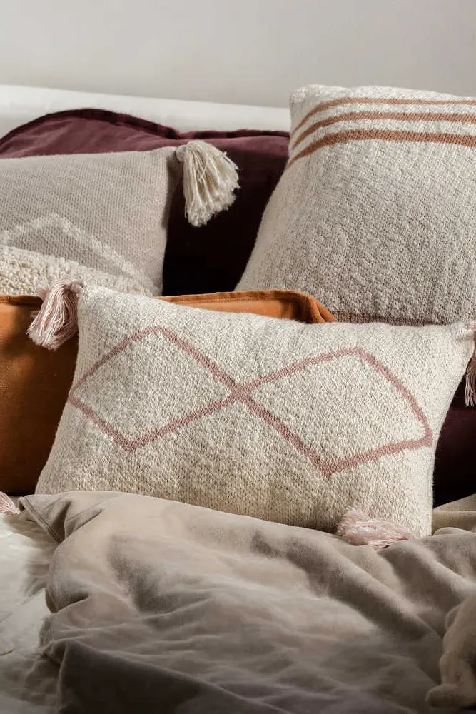 Little Oasis Knitted Cushion - Pale Pink