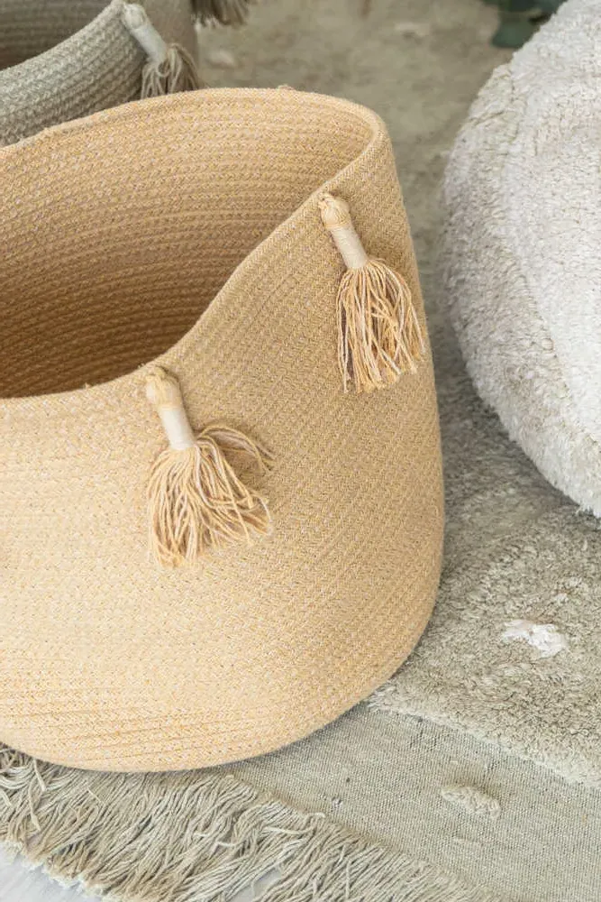 Lorena Canals Storage Basket with Fringes - Woody Honey