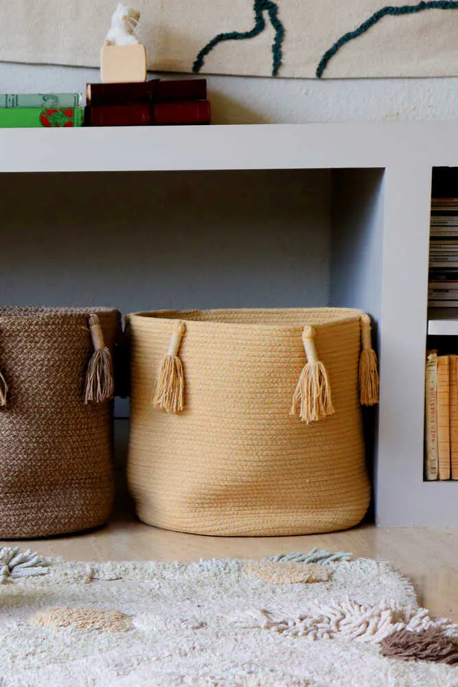 Lorena Canals Storage Basket with Fringes - Woody Honey