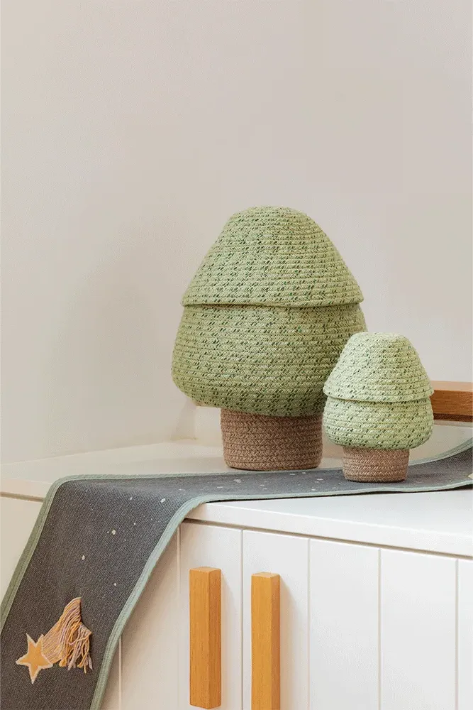 Mini Tree Basket 5" x 7" - Green Blue, Cotton