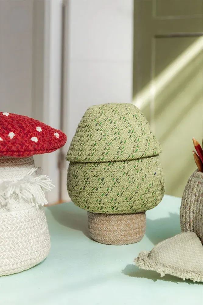 Mini Tree Basket 5" x 7" - Green Blue, Cotton