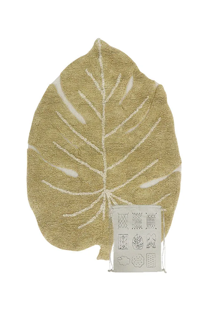 Mini Washable Monstera Rug 2'5" x 3'3" - Olive image