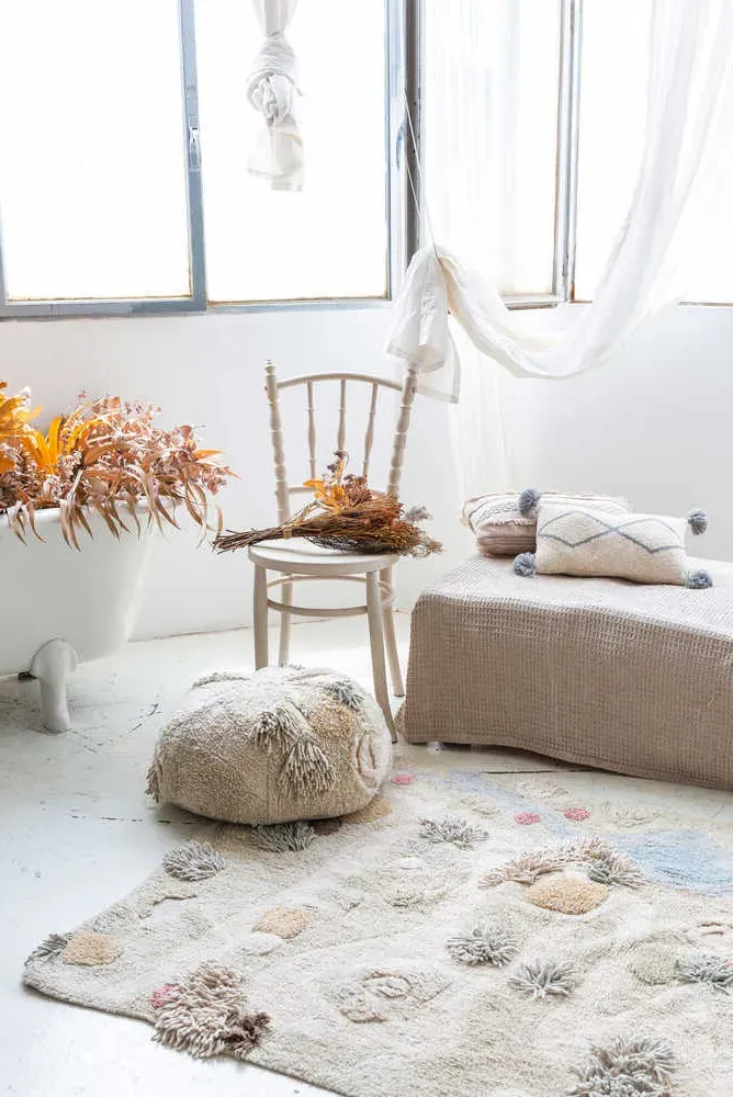 Mossy Rock Round Pouf