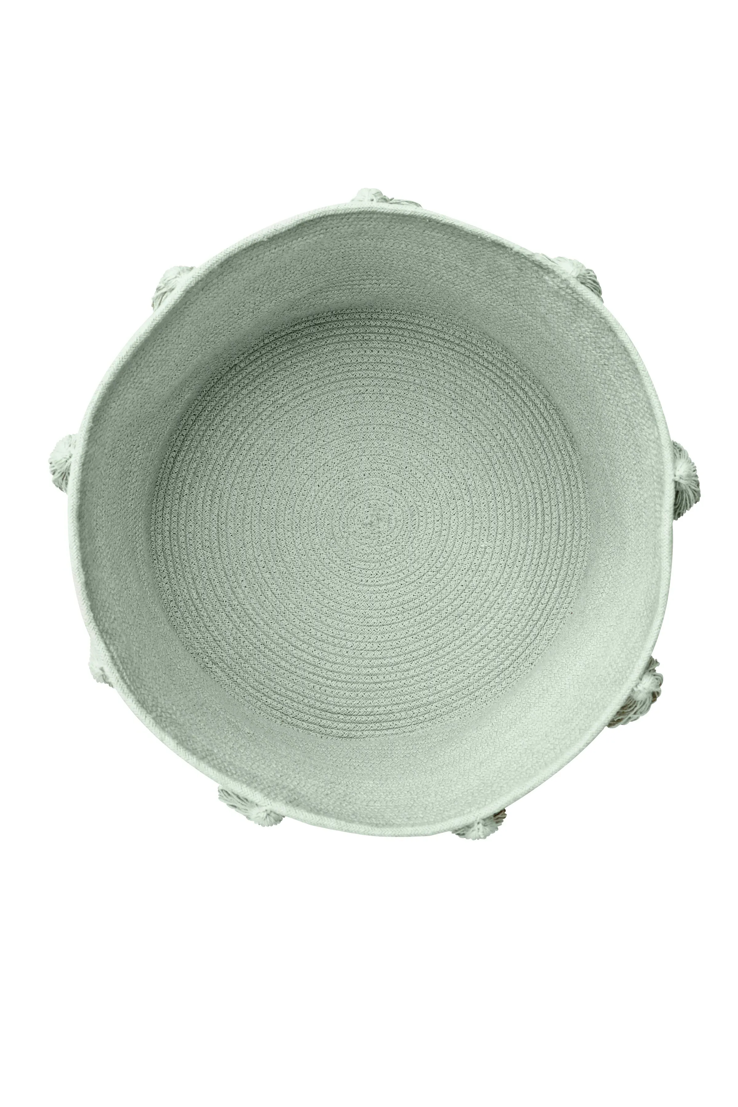 New Tassels Round Storage Basket - Blue Sage, Cotton